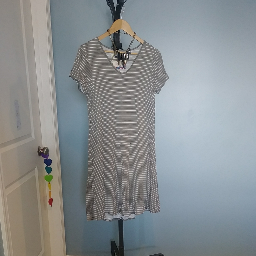 Like New Cupid Short Sleeve Striped T-Shirt Dress